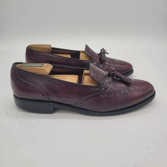 Allen Edmonds Shoes Men 8D Auburn  Burgundy Wingtip Slip On Loafers