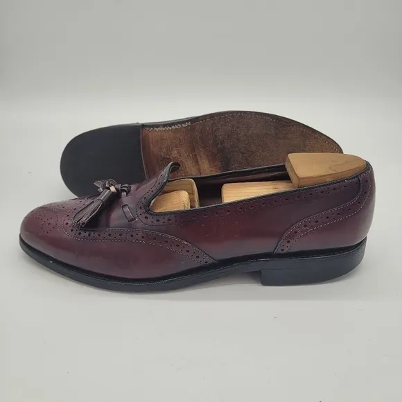 Allen Edmonds Shoes Men 8D Auburn  Burgundy Wingtip Slip On Loafers