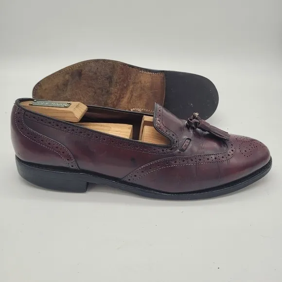 Allen Edmonds Shoes Men 8D Auburn  Burgundy Wingtip Slip On Loafers