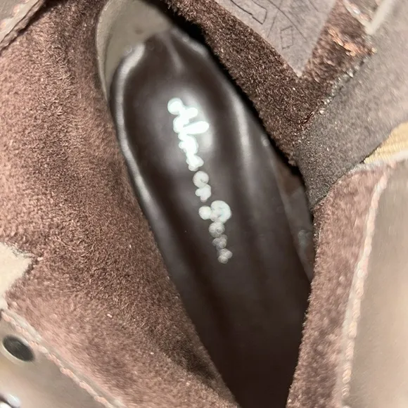 Almaen Peña Suede Tan  Leather Ankle Boots(Size 37,7)