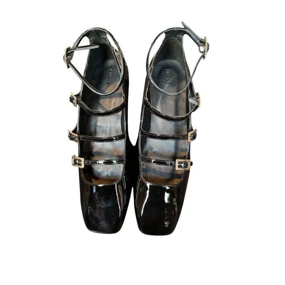 Alohas Free People Woman  Black Patent Leather Shoes Flats