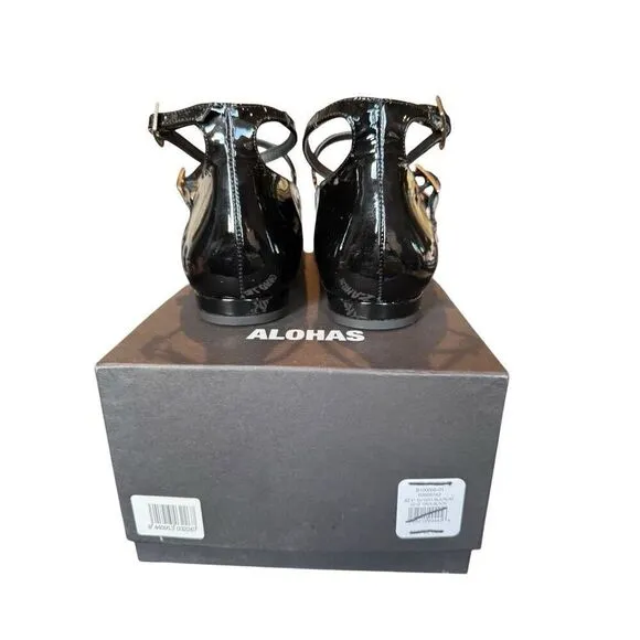 Alohas Free People Woman  Black Patent Leather Shoes Flats