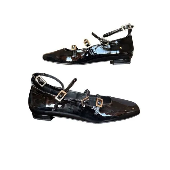 Alohas Free People Woman  Black Patent Leather Shoes Flats