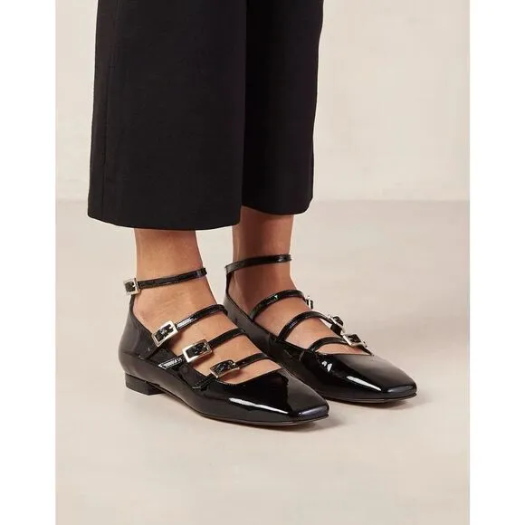 Alohas Free People Woman  Black Patent Leather Shoes Flats