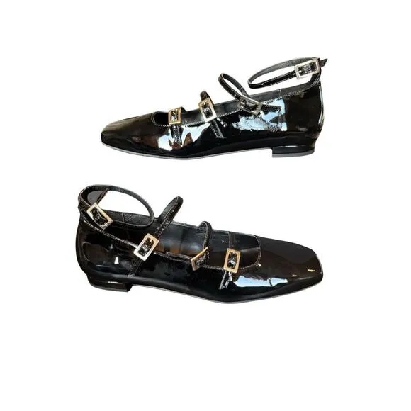 Alohas Free People Woman  Black Patent Leather Shoes Flats