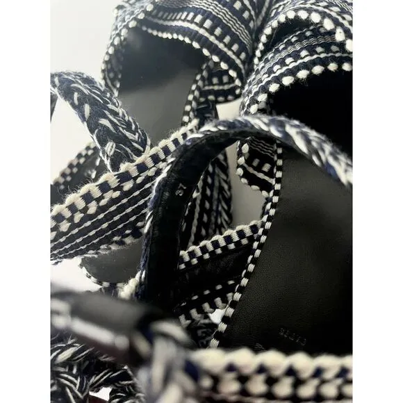 Amambaih Beatriz Wrap Sandals in Noche Size‎ 37 Blue Black Woven Fabric 6.5 / 7