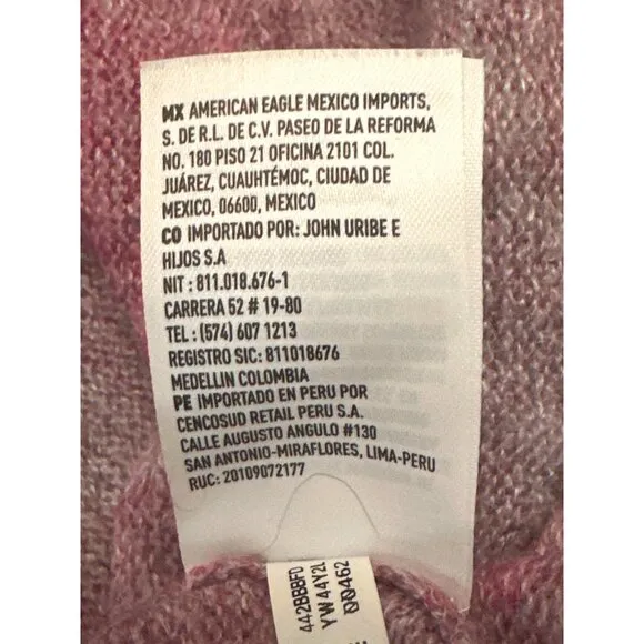 American Eagle Womens Cowl Neck Sweater Medium Pink &amp; Gray