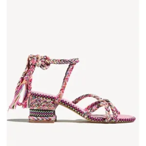 Anthropologie AMAMBAIH Isabel Braided Heel Sandals Pink Multiple Sizes