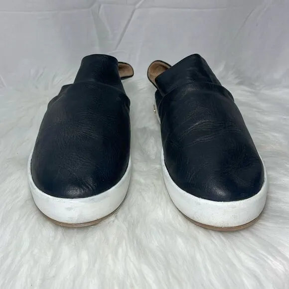 Anthropologie  Beek  Jay Black Leather Slip On Slide Shoes Sz 10
