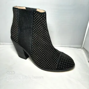 Anthropologie Black Suede Booties Gold Micro Beading Womens Size 7.5 Ankle Boots