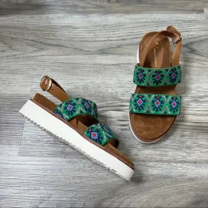 Anthropologie Platform Embroidered Sandals Shoes sz 7.5