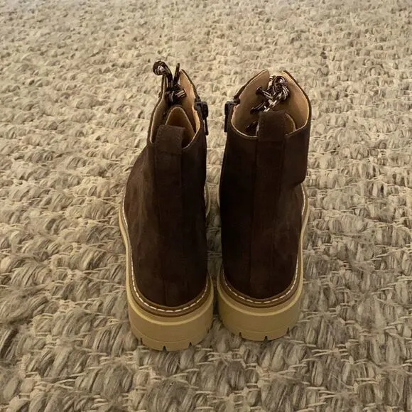 Anthropologie Pop Lace Brown Suede Hiker Boot EU 39 US 8.5