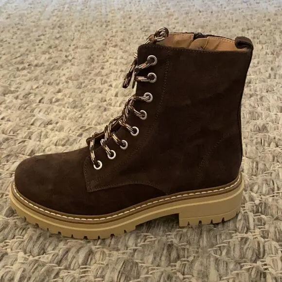 Anthropologie Pop Lace Brown Suede Hiker Boot EU 39 US 8.5