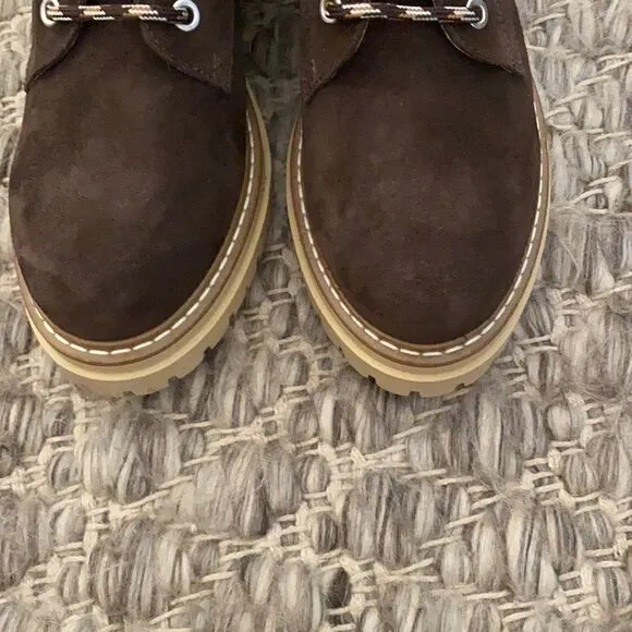 Anthropologie Pop Lace Brown Suede Hiker Boot EU 39 US 8.5