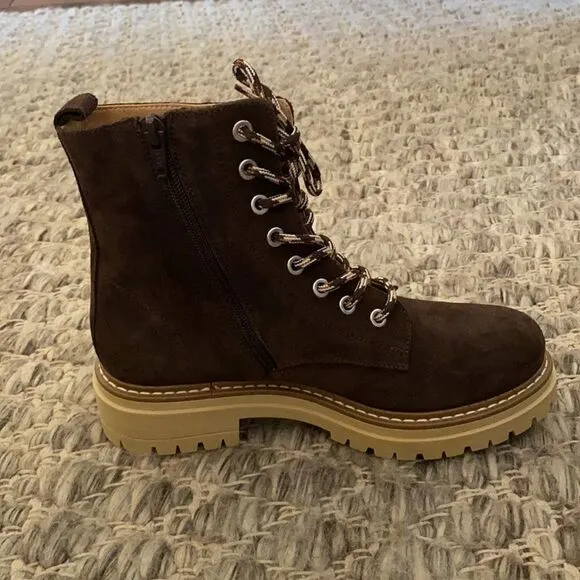 Anthropologie Pop Lace Brown Suede Hiker Boot EU 39 US 8.5