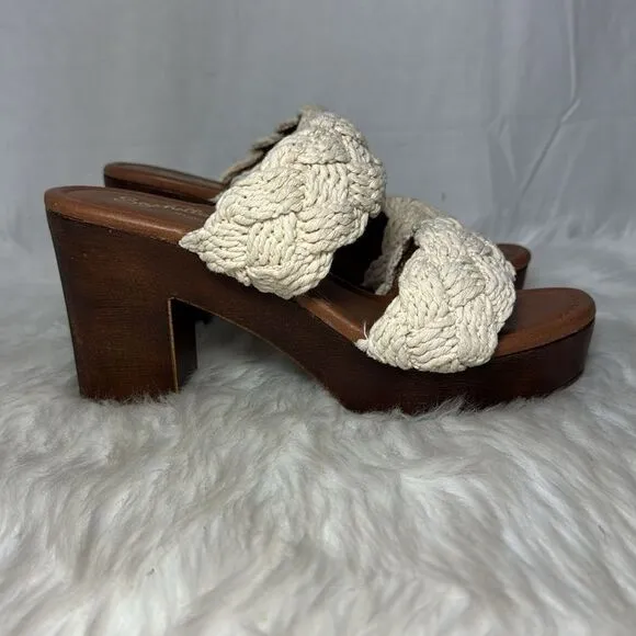 Anthropologie Seychelles Smoke Show Women's Shoes Platform Natural Macrame Sz 8