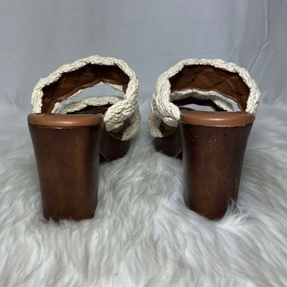 Anthropologie Seychelles Smoke Show Women's Shoes Platform Natural Macrame Sz 8