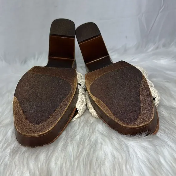 Anthropologie Seychelles Smoke Show Women's Shoes Platform Natural Macrame Sz 8