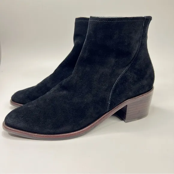 Antonio Melani Black Chelsea Suede Leather Heeled Ankle Booties Boots