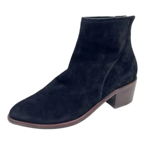 Antonio Melani Black Chelsea Suede Leather Heeled Ankle Booties Boots