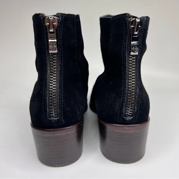 Antonio Melani Black Chelsea Suede Leather Heeled Ankle Booties Boots