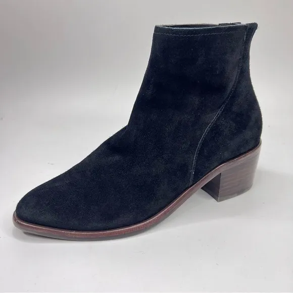 Antonio Melani Black Chelsea Suede Leather Heeled Ankle Booties Boots