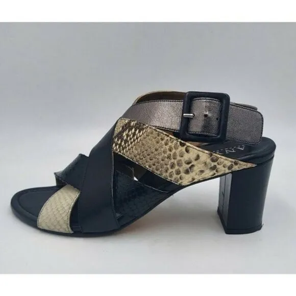 ANYI Lu Womens Multi Snake Skin Woven Leather sandals Sz 9.5
