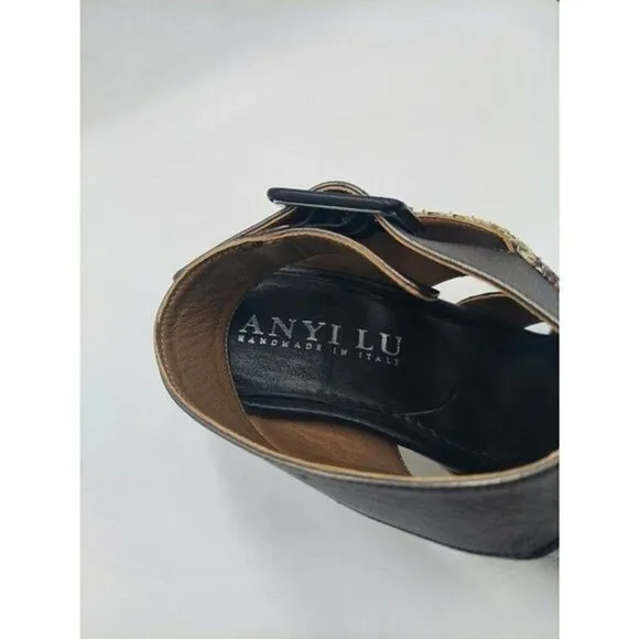ANYI Lu Womens Multi Snake Skin Woven Leather sandals Sz 9.5