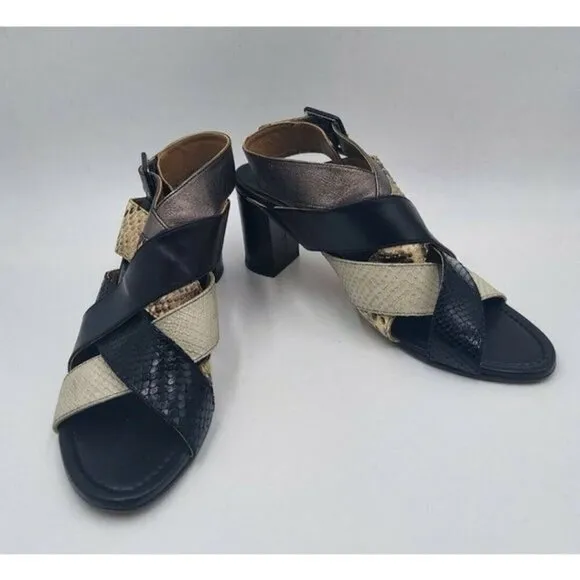 ANYI Lu Womens Multi Snake Skin Woven Leather sandals Sz 9.5