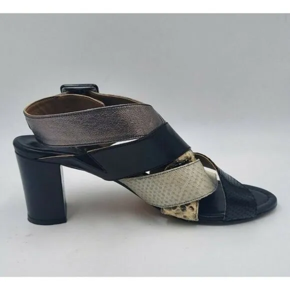 ANYI Lu Womens Multi Snake Skin Woven Leather sandals Sz 9.5