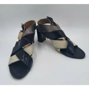 ANYI Lu Womens Multi Snake Skin Woven Leather sandals Sz 9.5