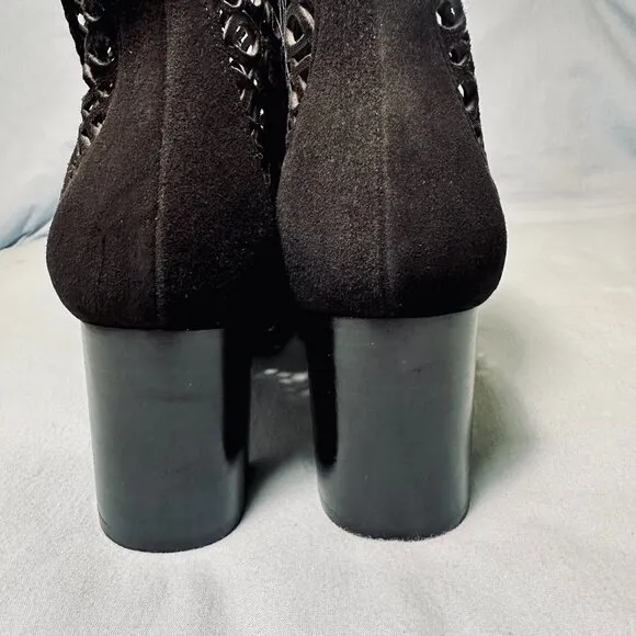 Aquatalia Black Suede Lasercut Ankle Boots