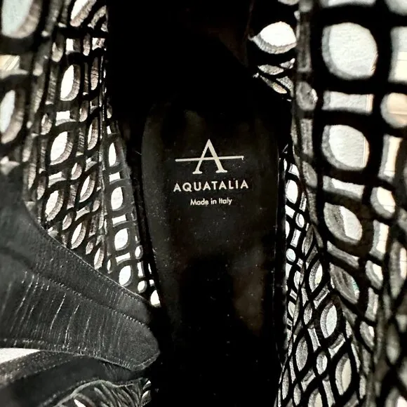 Aquatalia Black Suede Lasercut Ankle Boots