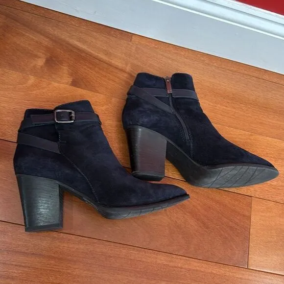 Aquatalia Black Suede Ankle Heel Dressy Boots size 10