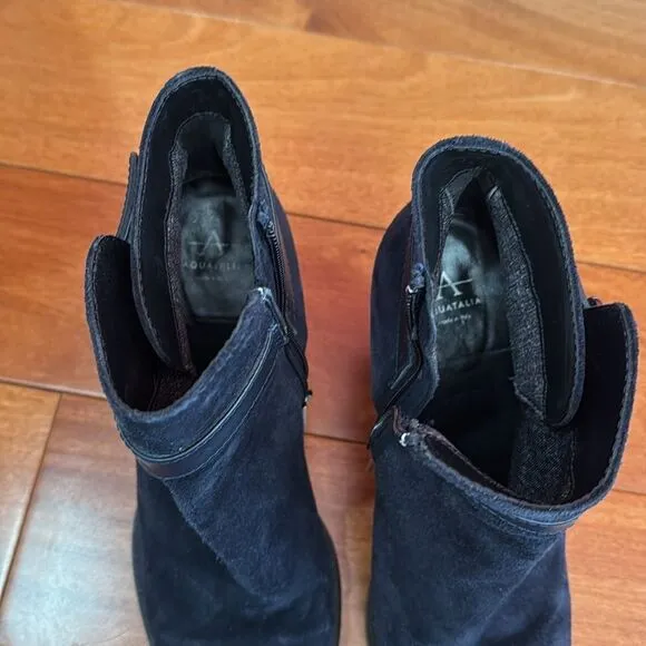 Aquatalia Black Suede Ankle Heel Dressy Boots size 10