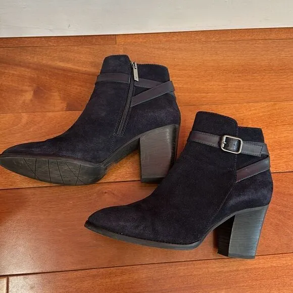 Aquatalia Black Suede Ankle Heel Dressy Boots size 10
