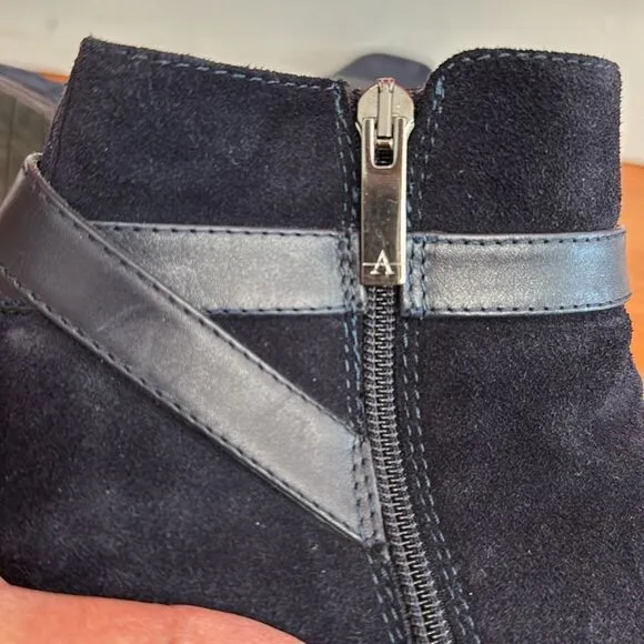 Aquatalia Black Suede Ankle Heel Dressy Boots size 10