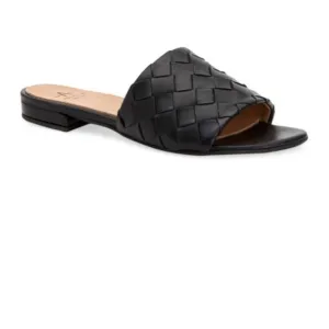 AQUATALIA Black Woven Slide Sandals