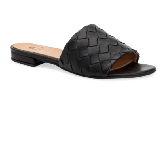 AQUATALIA Black Woven Slide Sandals