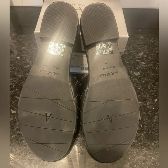 AQUATALIA Black Woven Slide Sandals