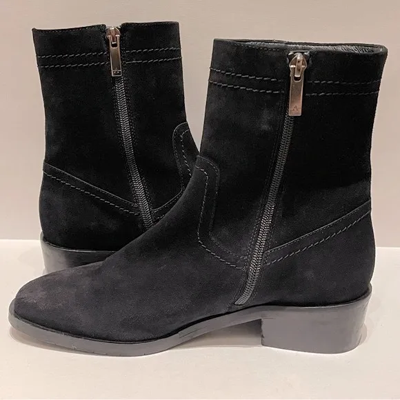 Aquatalia - Caylee Black Suede Zip Ankle Boots Women Size 8.5
