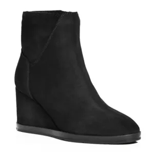 Aquatalia Judy Black Suede Italian Wedge Ankle Boots Size 7.5