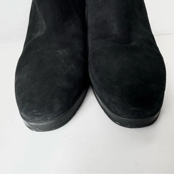 Aquatalia Judy Black Suede Italian Wedge Ankle Boots Size 7.5