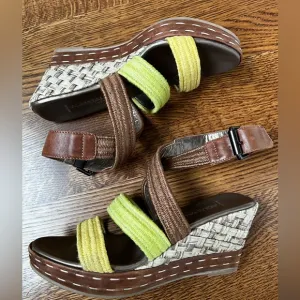 AQUATALIA Strappy Criss Cross Woven Colorful Wedge Sandals Italy Vacation 6.5