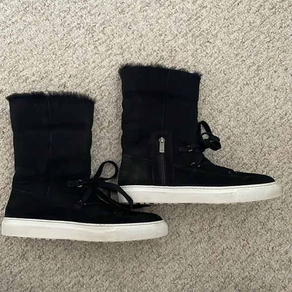 Aquatalia “Valarie” Suede Shearling Lined Boots