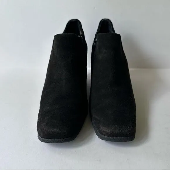 Aquatalia Weatherproof Black Suede Ankle Shoe Boot Wedges Size 7