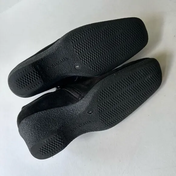 Aquatalia Weatherproof Black Suede Ankle Shoe Boot Wedges Size 7