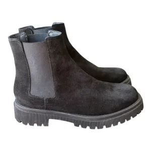 Aquatalia Women's Olessa Boots Black Suede Size 9 Chelsea Chunky
