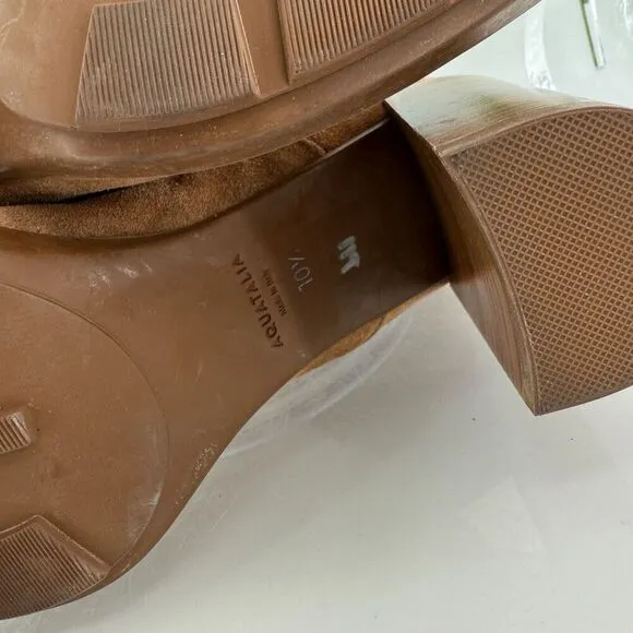 Aquatalia Iole Quilted Suede Lace-Up Booties Women 10.5 Brown Weatherproof Boots