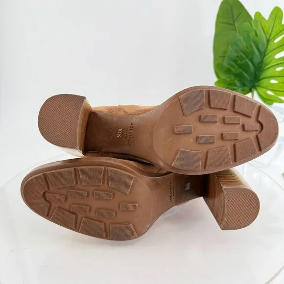 Aquatalia Iole Quilted Suede Lace-Up Booties Women 10.5 Brown Weatherproof Boots